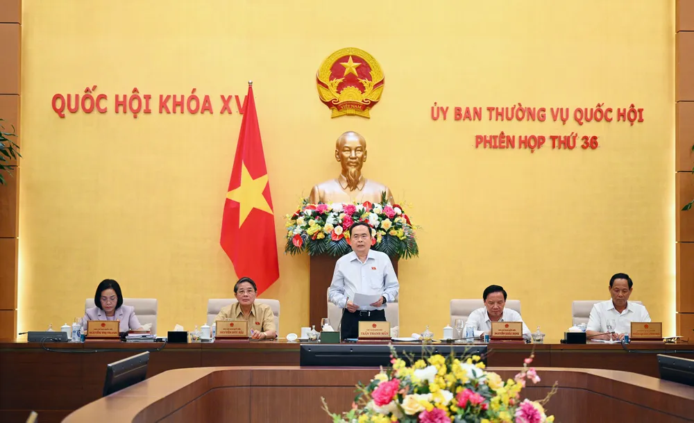 Chủ tịch Quốc hội Trần Thanh Mẫn phát biểu bế mạc Phiên họp thứ 36 của Ủy ban Thường vụ Quốc hội.jpg