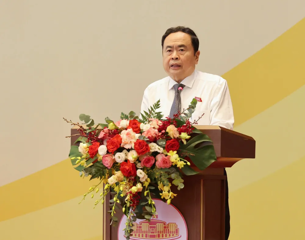 Chủ tịch Quốc hội Trần Thanh Mẫn phát biểu khai mạc Hội nghị đại biểu Quốc hội hoạt động chuyên trách, sáng 27-8.jpg