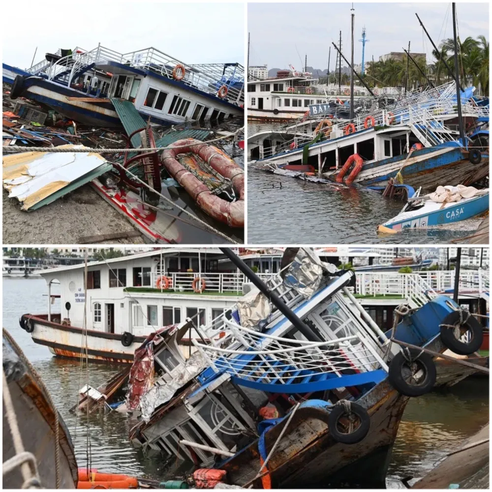 Tàu du lịch bị chìm trong bão số 3 ở tỉnh Quảng Ninh.jpg