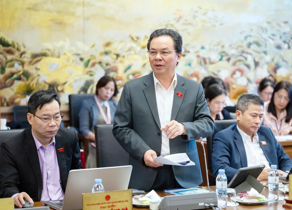 Đại biểu Hoàng Văn Cường (Hà Nội) phát biểu tại phiên thảo luận tổ.jpg