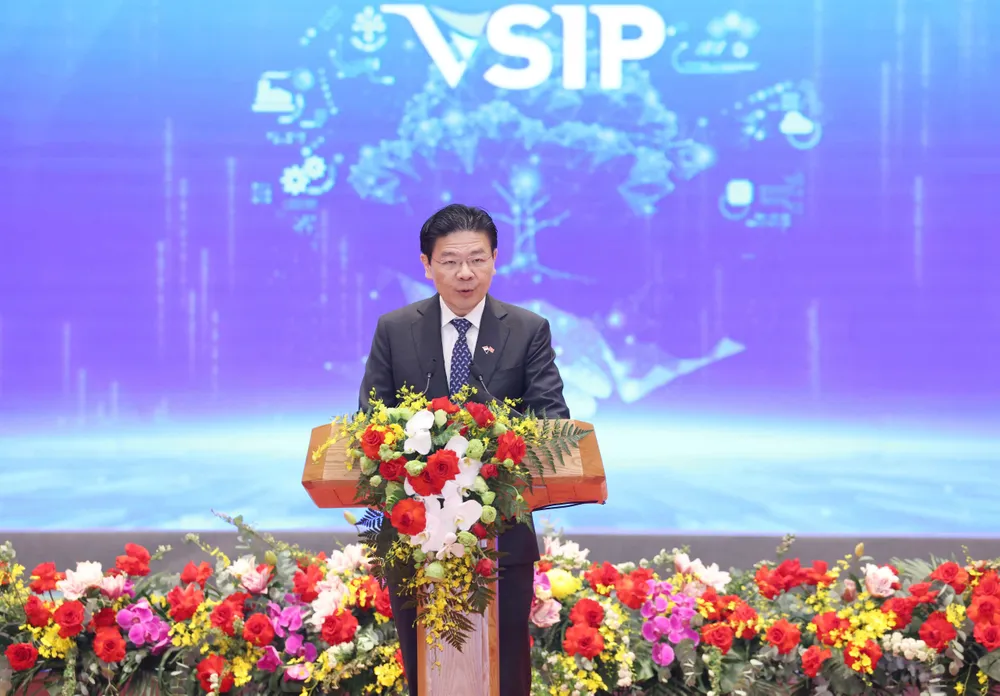 Thủ tướng Lawrence Wong phát biểu tại lễ khởi công Khu công nghiệp VSIP Thái Bình, sáng 26-3.jpg