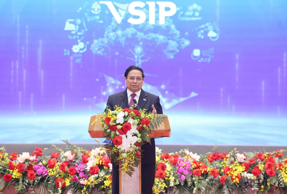 Thủ tướng Phạm Minh Chính phát biểu tại lễ khởi công Khu công nghiệp VSIP Thái Bình, sáng 26-3.jpg