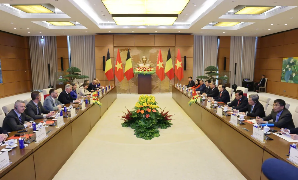 Chủ tịch Quốc hội Trần Thanh Mẫn hội kiến Nhà vua Vương quốc Bỉ Philippe. Ảnh: QUANG PHÚC