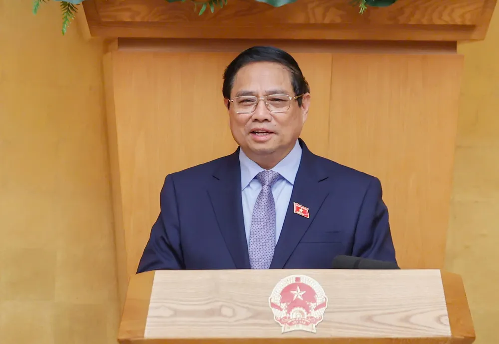 Thủ tướng Phạm Minh Chính phát biểu tại phiên họp Chính phủ thường kỳ.jpg