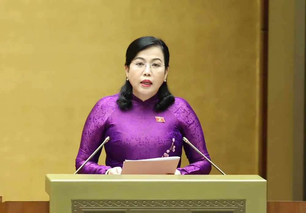 Chủ nhiệm Ủy ban Công tác đại biểu của Quốc hội Nguyễn Thanh Hải trình bày tờ trình dự án Luật sửa đổi, bổ sung một số điều của Luật Bầu cử đại biểu Quốc hội và đại biểu Hội đồng nhân dân, sáng 12-5. Ảnh QUANG PHÚC.jpg