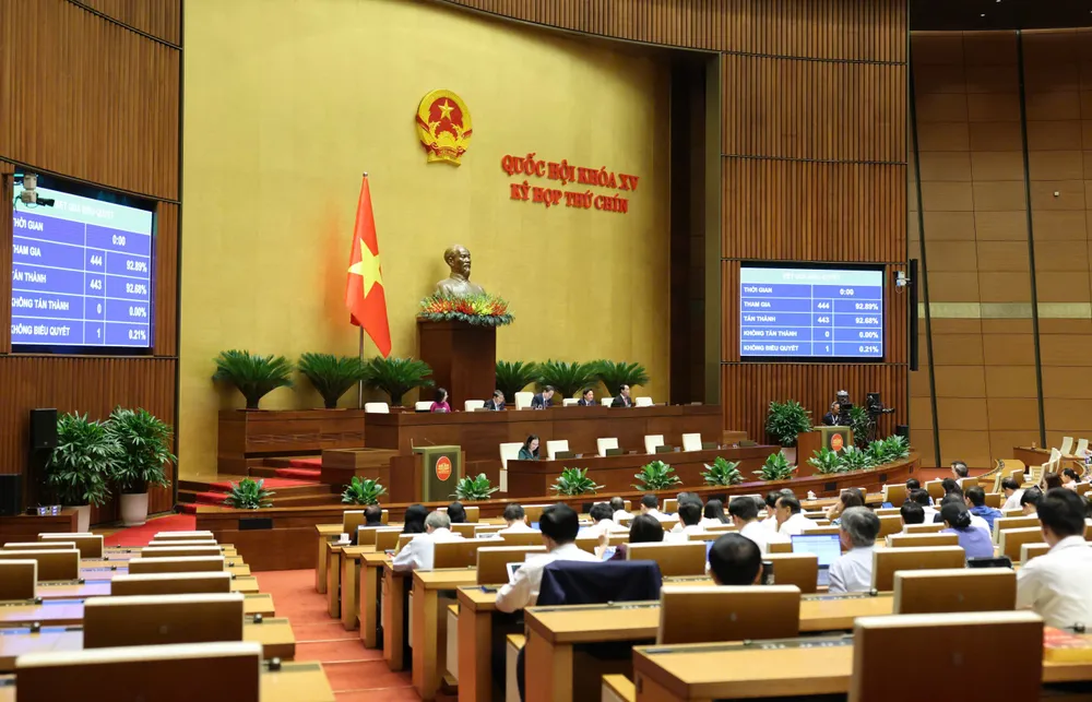 Quốc hội thông qua Nghị quyết của Quốc hội về miễn thuế sử dụng đất nông nghiệp. Ảnh: QUANG PHÚC