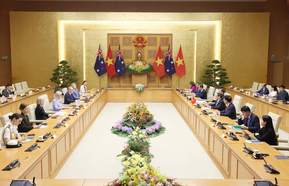 Thủ tướng Phạm Minh Chính hội kiến Toàn quyền Australia Sam Mostyn, chiều 10-9. Ảnh QUANG PHÚC.jpg