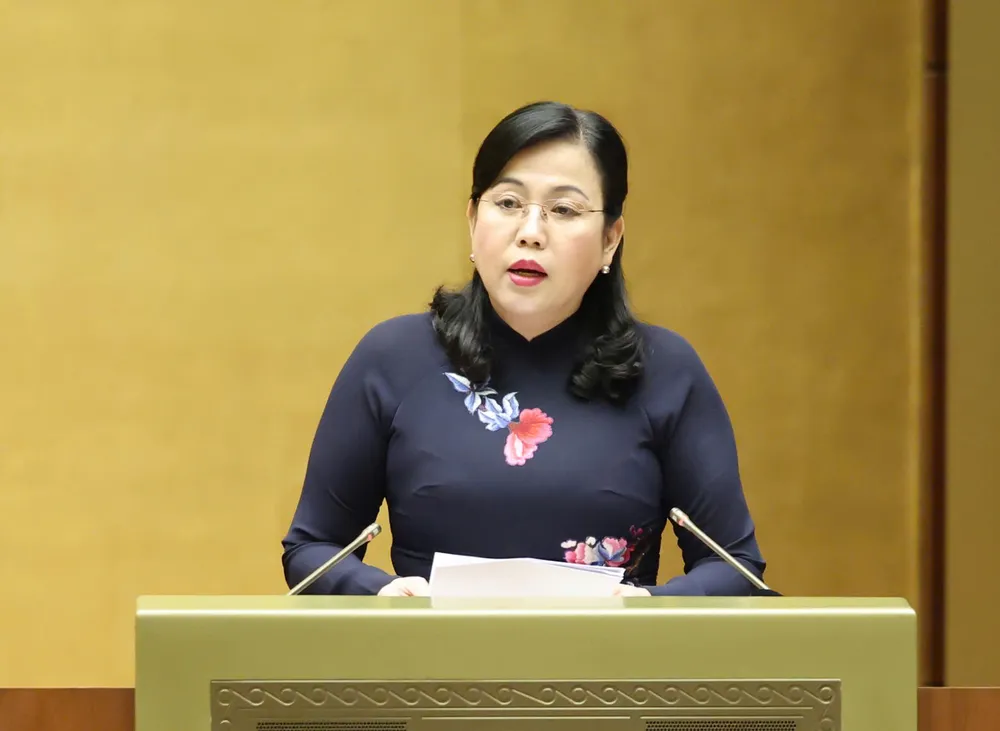 Chủ nhiệm Ủy ban Khoa học, Công nghệ và Môi trường của Quốc hội Nguyễn Thanh Hải trình bày báo cáo thẩm tra dự án luật, sáng 4-11. Ảnh QUANG PHÚC.jpg