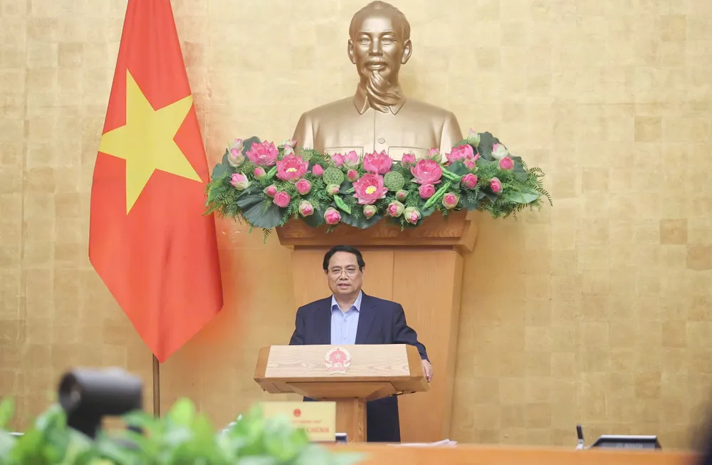 Thủ tướng Phạm Minh Chính kết luận phiên họp Chính phủ thường kỳ tháng 10 trực tuyến với các địa phương. Ảnh: VIẾT CHUNG