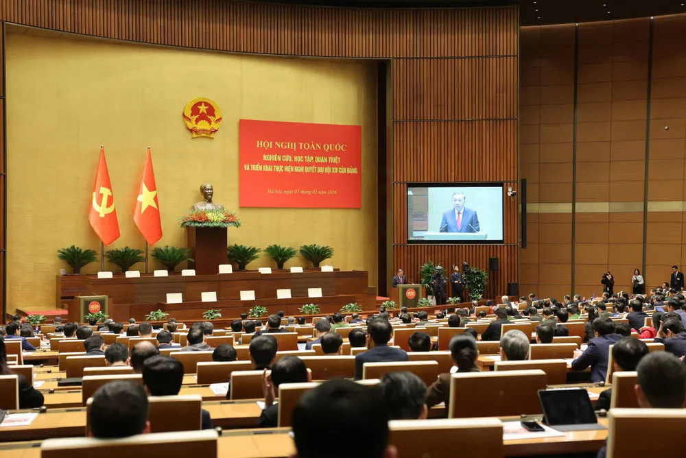 Tổng Bí thư Tô Lâm phát biểu chỉ đạo hội nghị, chiều 7-2. Ảnh QUANG PHÚC.jpg