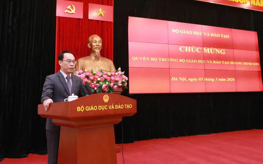 Quyền Bộ trưởng Bộ GD-ĐT Hoàng Minh Sơn phát biểu tại hội nghị giao ban công tác tháng 2 năm 2026 của Bộ GD-ĐT