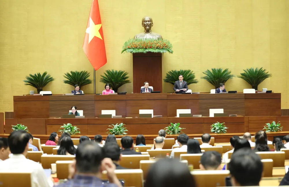 Phiên họp Quốc hội chiều 23-4. Ảnh: QUANG PHÚC