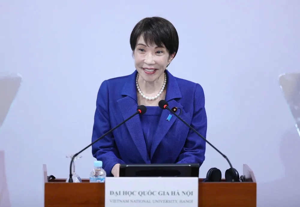 Thủ tướng Nhật Bản Takaichi Sanae đến thăm và phát biểu chính sách tại Đại học Quốc gia Hà Nội, chiều 2-5. Ảnh VIẾT CHUNG.jpg