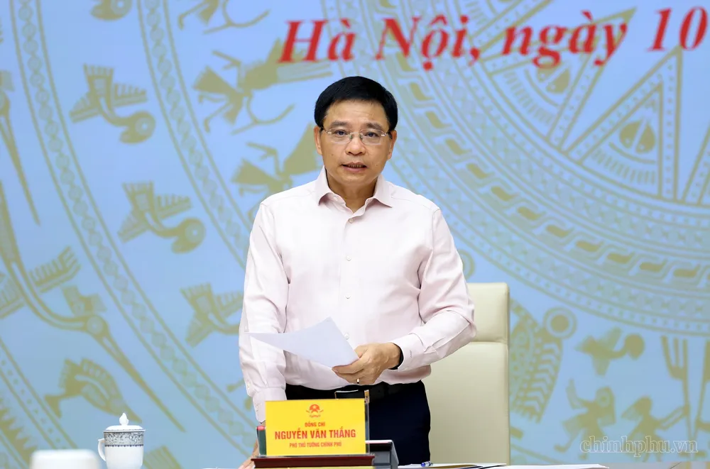 Phó Thủ tướng Nguyễn Văn Thắng phát biểu kết luận cuộc làm việc. Ảnh: VGP