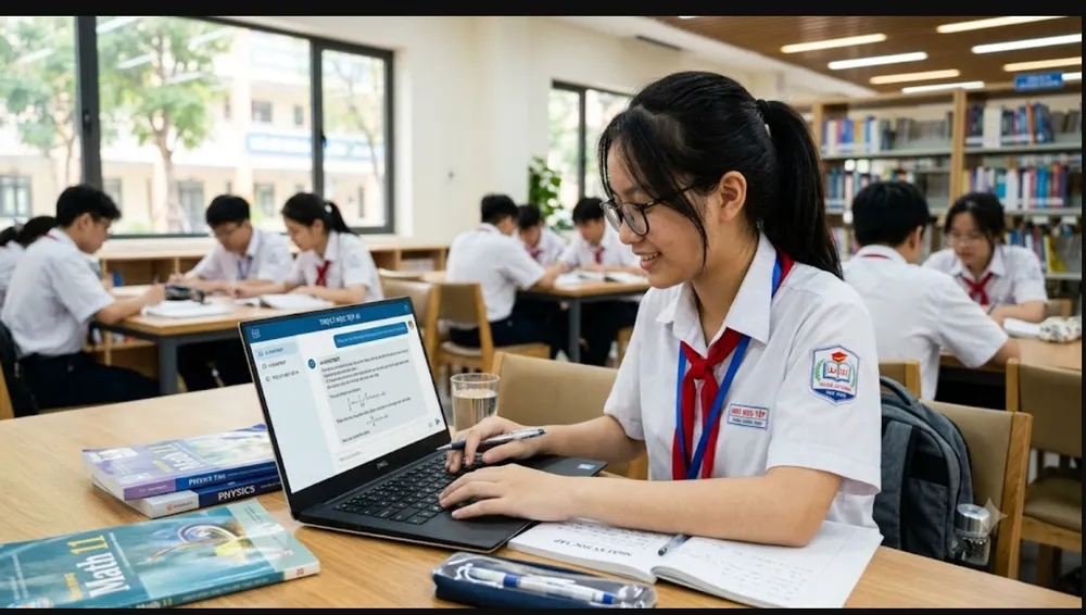 Từ năm học 2026-2027, nội dung giáo dục AI được chính thức đưa vào thực hiện đại trà tại trường phổ thông cả nước. Ảnh: LÂM NGUYÊN (có sử dụng AI)