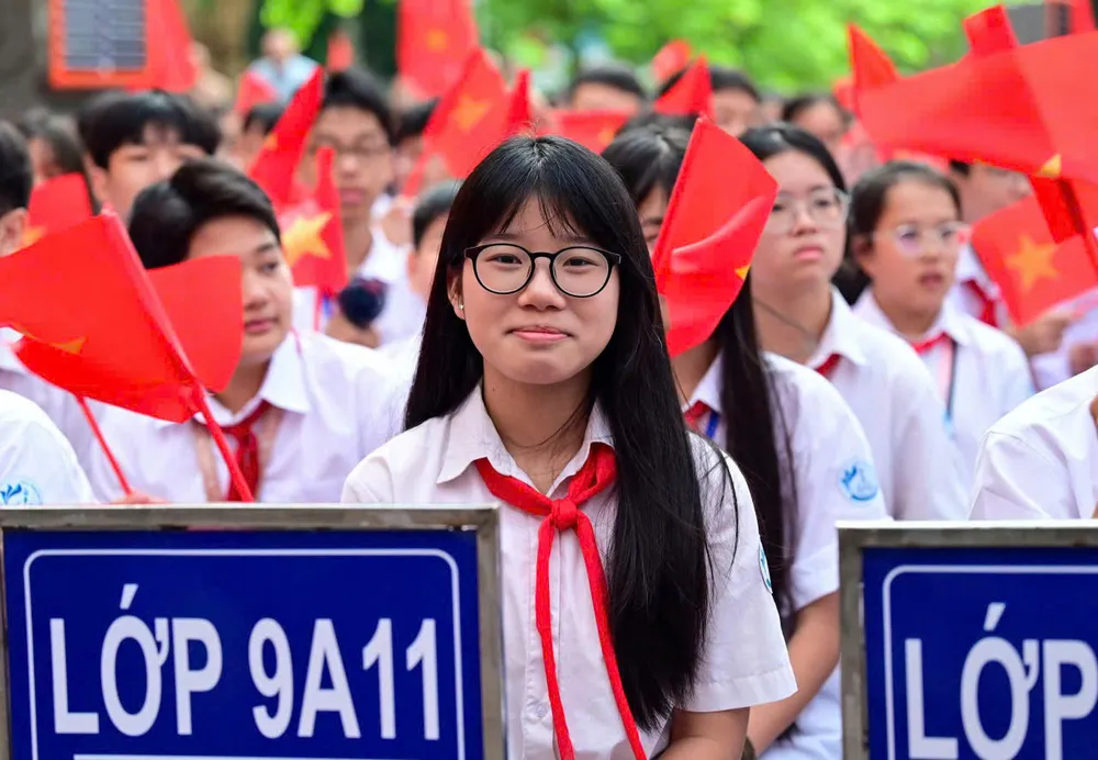 Học sinh Trường THCS Trần Duy Hưng, Hà Nội. Ảnh: ĐỖ TRUNG 