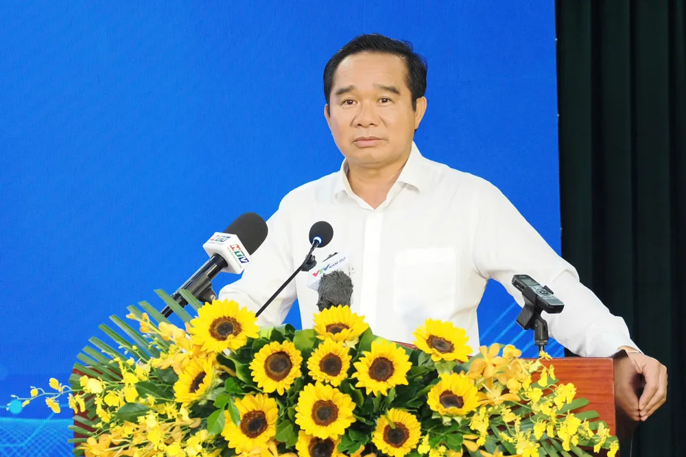 Chủ tịch UBND TPHCM Nguyễn Văn Được phát biểu tại Hội nghị triển khai và xúc tiến đầu tư phát triển nhà ở cho thuê trên địa bàn TPHCM. Ảnh: HOÀNG HÙNG