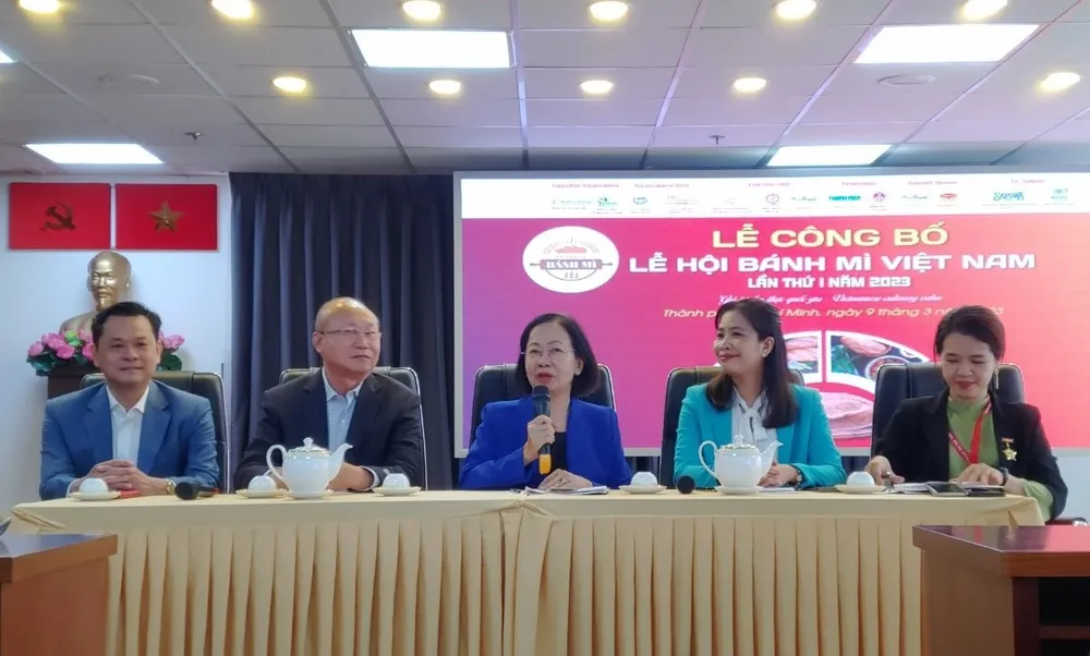 Bà Nguyễn Thị Khánh tại buổi công bố Lễ hội bánh mì chiều 9-3