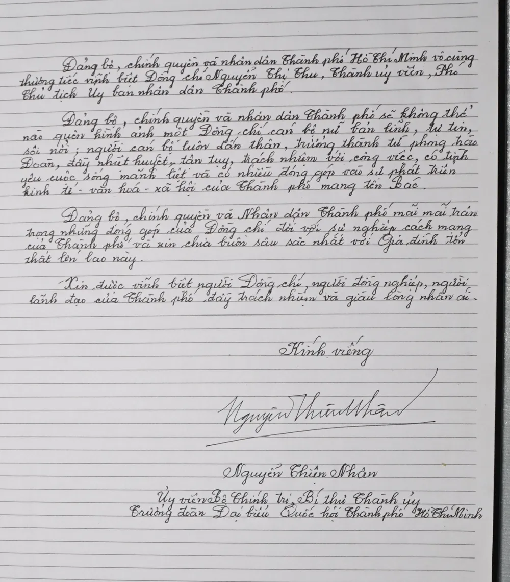 Bí thư Thành ủy TPHCM Nguyễn Thiện Nhân viếng Phó Chủ tịch UBND TPHCM Nguyễn Thị Thu ảnh 5