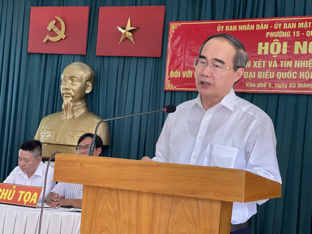 100% cử tri dự hội nghị đồng ý giới thiệu đồng chí Nguyễn Thiện Nhân ứng cử đại biểu Quốc hội khóa XV, nhiệm kỳ 2021-2026 ảnh 1