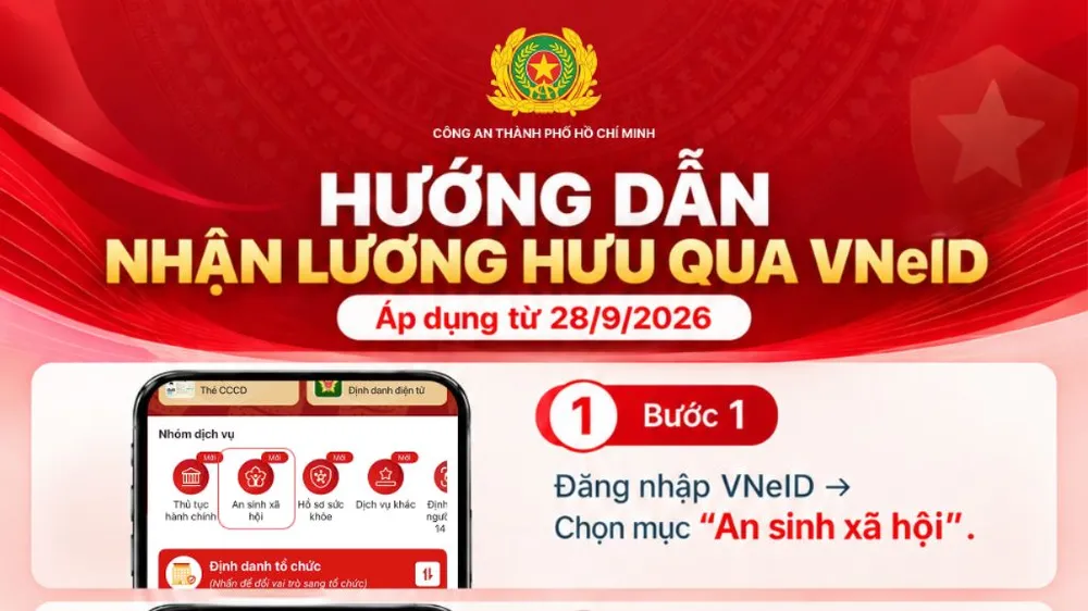 Công an TPHCM hướng dẫn các bước đăng ký nhận lương hưu qua VNeID