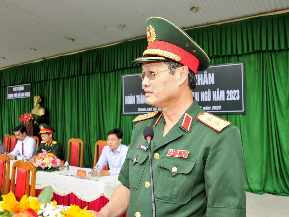 Trung tướng Nguyễn Văn Nam phát biểu tại buổi lễ. Ảnh: TRẦN YÊN