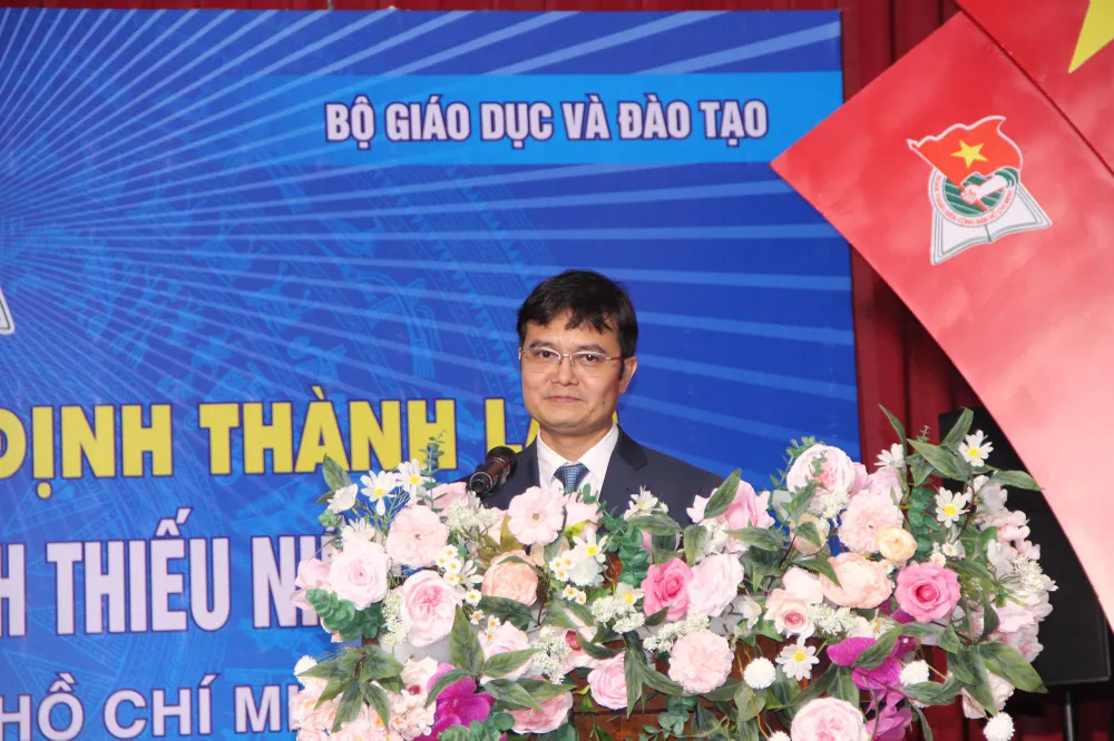 Đồng chí Bùi Quang Huy phát biểu tại lễ công bố quyết định