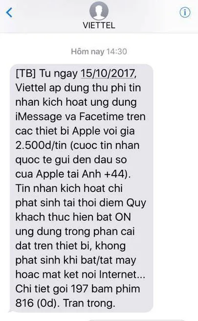 Viettel sẽ “thu phí” kích hoạt dịch vụ iMesssage và Facetime ảnh 1