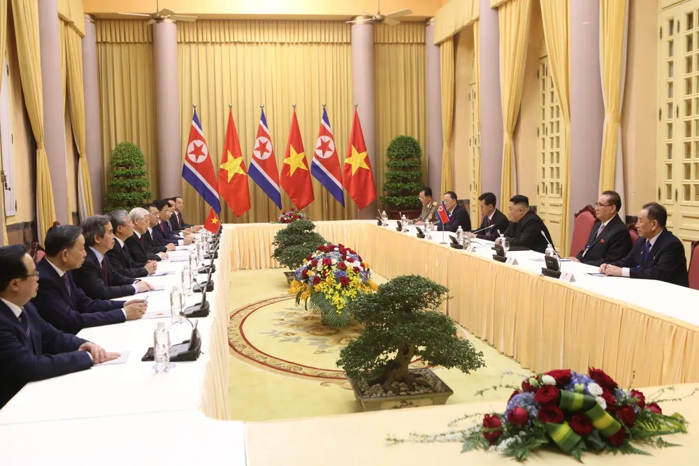 Tổng Bí thư, Chủ tịch nước Nguyễn Phú Trọng đón và hội đàm với Chủ tịch Kim Jong-un ảnh 12