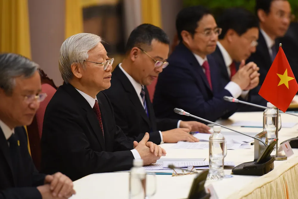 Tổng Bí thư, Chủ tịch nước Nguyễn Phú Trọng đón và hội đàm với Chủ tịch Kim Jong-un ảnh 11