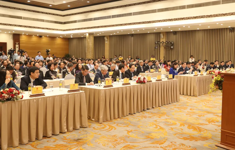 Quang cảnh lễ kỷ niệm lúc Tổng Bí thư Nguyễn Phú Trọng phát biểu. Ảnh: QUANG PHÚC