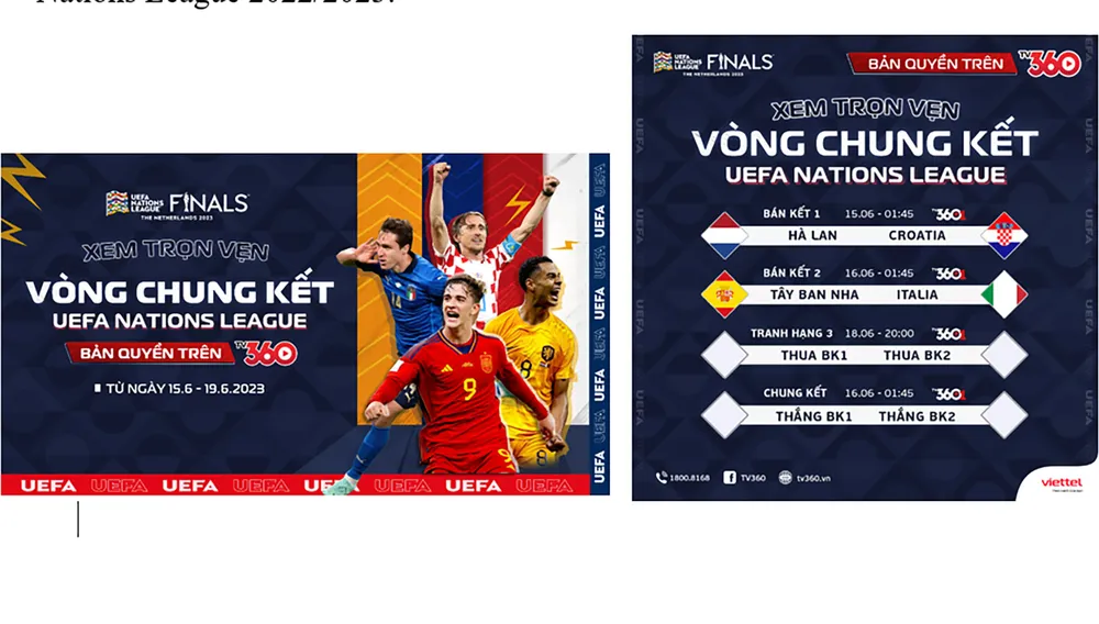 Lịch thi đấu vòng chung kết UEFA Nations League diễn ra từ ngày 15-6 đến 19-6 trên TV360