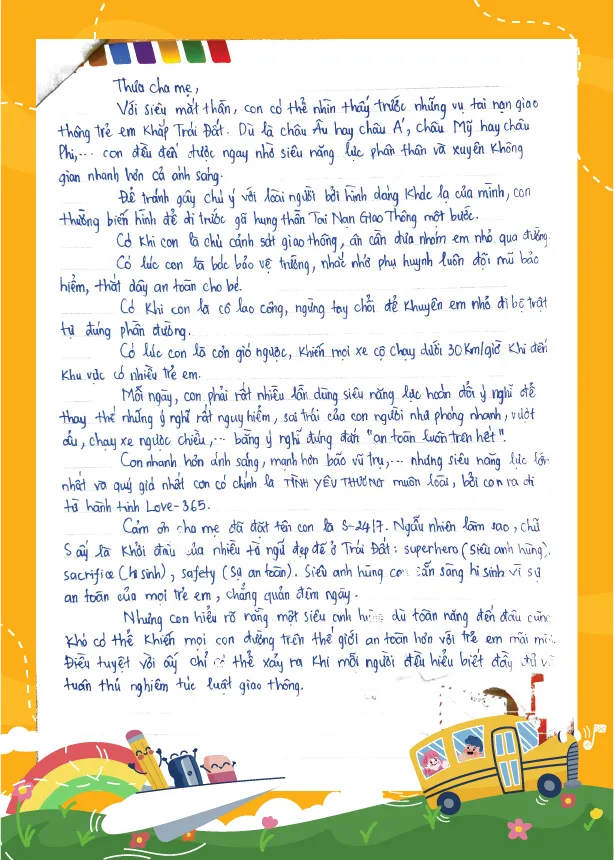 Bức thư của em Đào Khương Duy. Ảnh VNPost