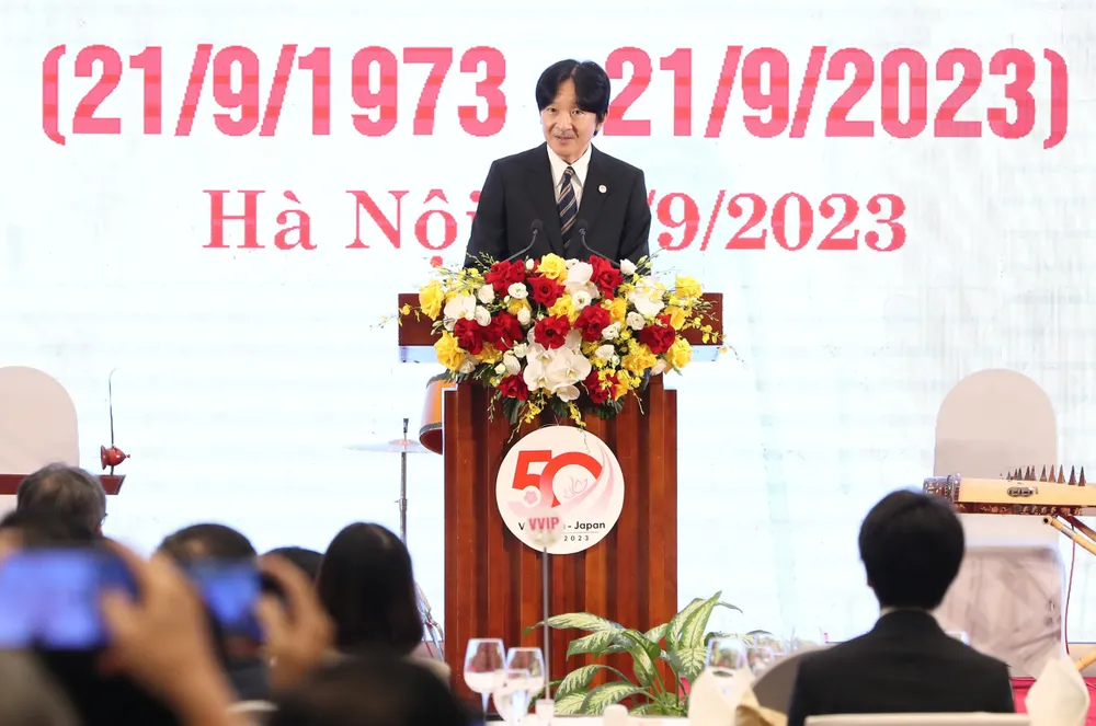 Hoàng Thái tử Akishino phát biểu tại buổi lễ. Ảnh: QUANG PHÚC