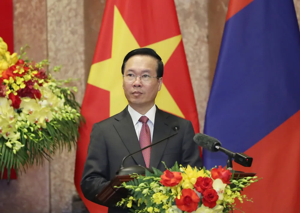 Chủ tịch nước Võ Văn Thưởng phát biểu tại cuộc họp báo. Ảnh: QUANG PHÚC Chủ tịch nước Võ Văn Thưởng phát biểu tại cuộc họp báo. Ảnh: QUANG PHÚC