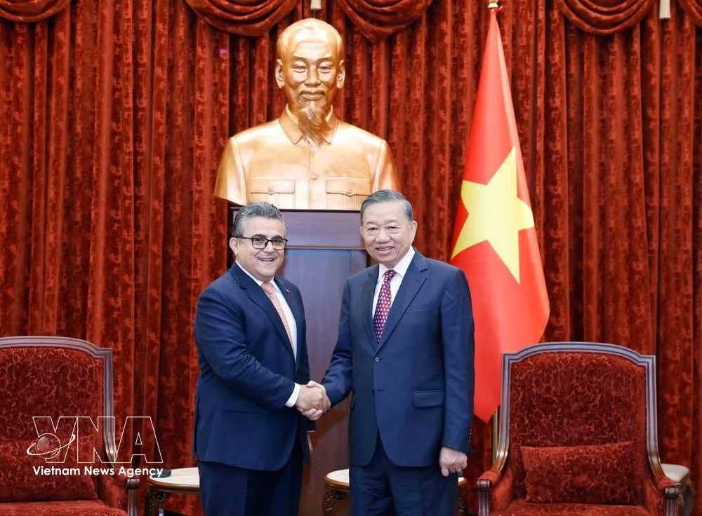 越南党中央总书记、国家主席苏林会见巴勒斯坦国大使萨阿迪·萨拉马。