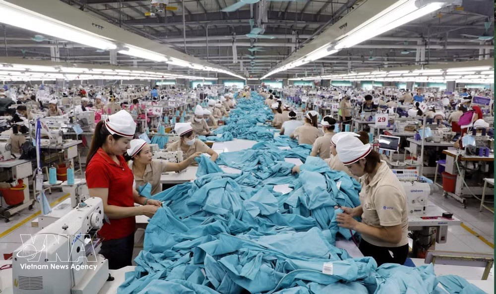 北宁省协和乡越泛太平洋世界（Việt Pan Pacific World）一成员有限公司出口服装生产车间。图自越通社