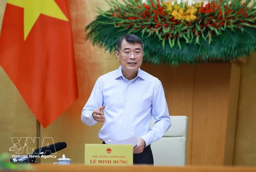 越南政府总理黎明兴在2026年8月政府例行会议上发表总结讲话。图自越通社