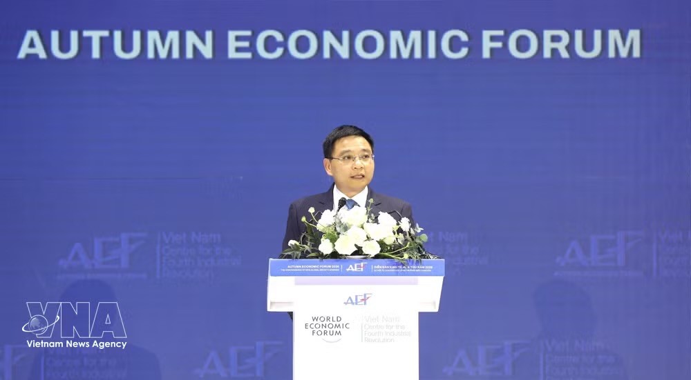 越南政府副总理阮文胜在会上发表讲话。图自越通社