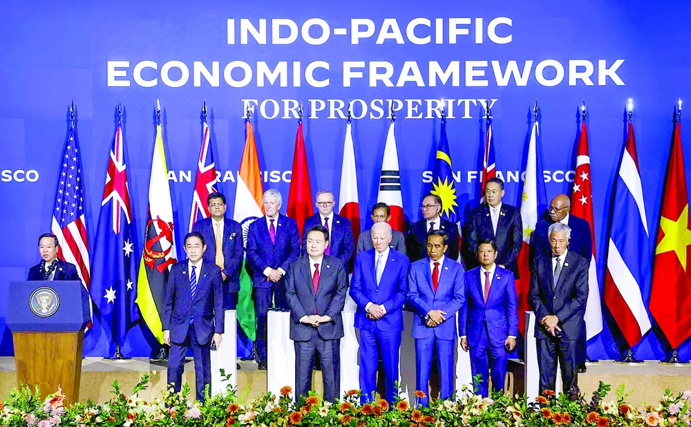 Chủ tịch nước Võ Văn Thưởng phát biểu tại cuộc gặp các nhà lãnh đạo cấp cao Khuôn khổ hợp tác kinh tế Ấn Độ Dương - Thái Bình Dương vì thịnh vượng (IPEF). Ảnh: TTXVN