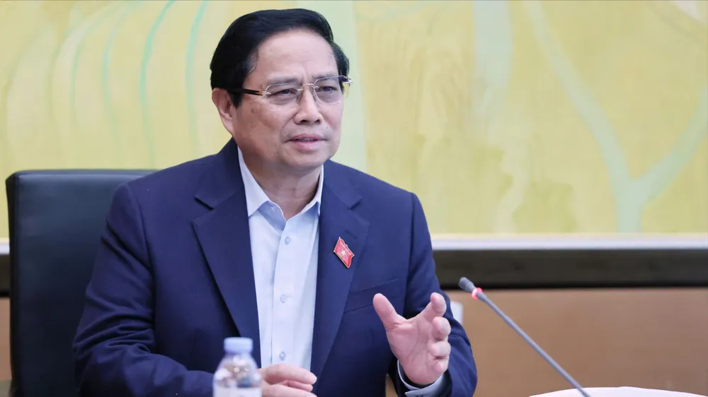 Thủ tướng Phạm Minh Chính phát biểu tại thảo luận tổ. Ảnh: QUANG PHÚC