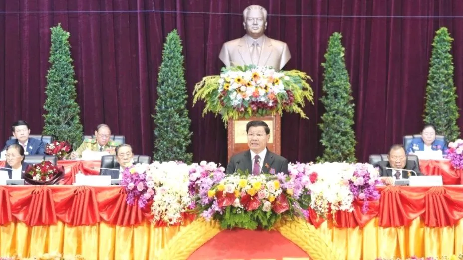 Đồng chí Thongloun Sisoulith được bầu lại làm Tổng Bí thư Ban Chấp hành Trung ương Đảng Nhân dân cách mạng Lào khóa XII. Ảnh: TTXVN