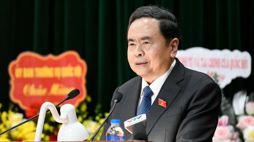 Chủ tịch Quốc hội Trần Thanh Mẫn phát biểu tại Lễ trao quyết định bổ nhiệm cho tân Tổng Kiểm toán Nhà nước Nguyễn Hữu Nghĩa.