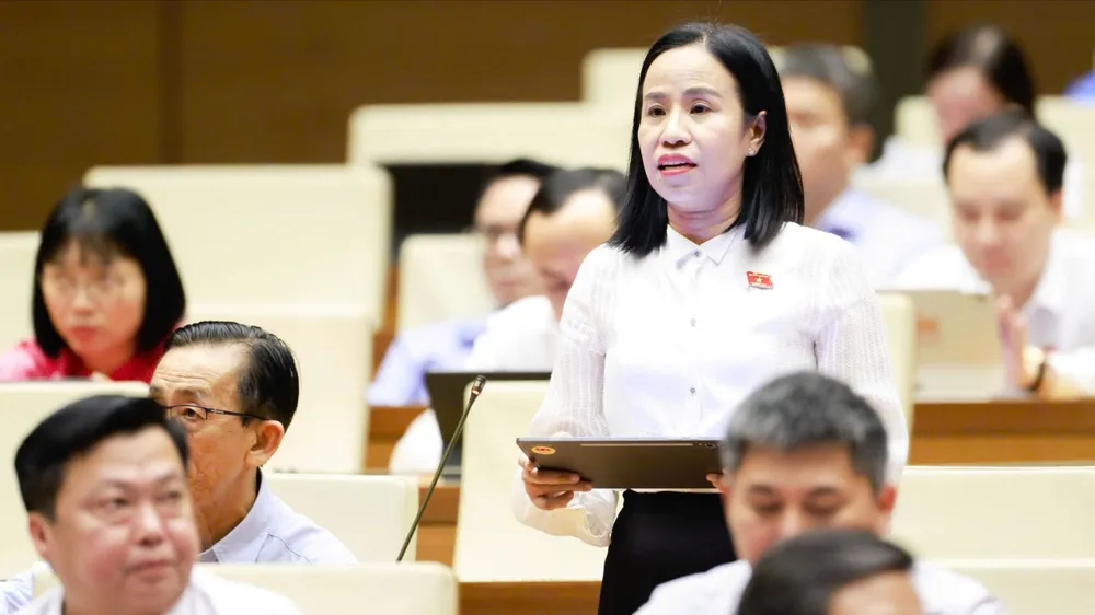 Đại biểu Quốc hội thảo luận tại hội trường về dự án Luật Phổ biến, giáo dục pháp luật (sửa đổi).