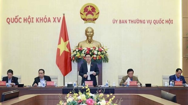 National Assembly Chairman Vuong Dinh Hue speaks at the meeting. (Photo: VNA)