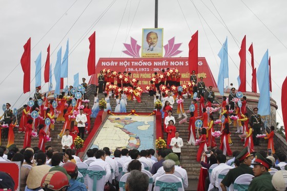 At the flag-raising ceremony