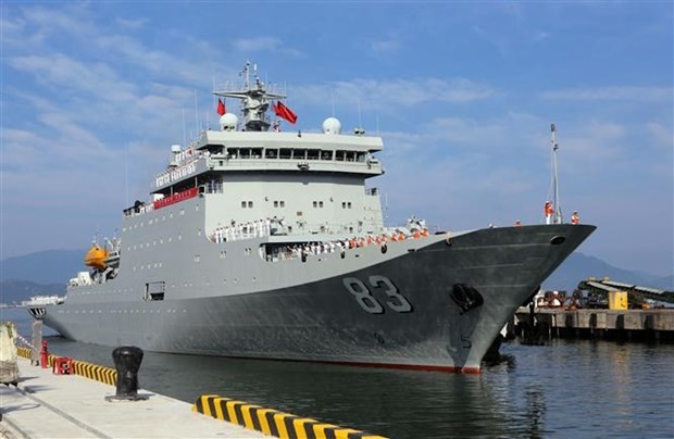 Chinese navy training ship Qi Jiguang docks at Da Nang's Tien Sa port (Photo: VNA)