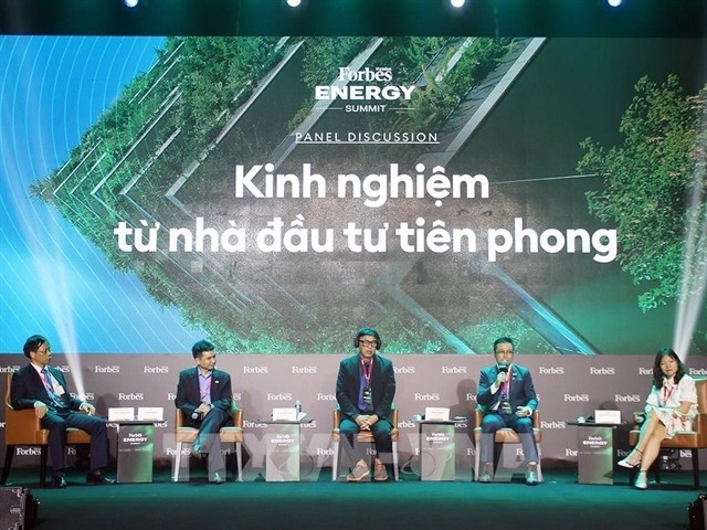 Speakers at a conference on opportunities for investment in renewable energy in Vietnam organized by Forbes Vietnam last Friday. VNA/VNS Photo Speakers at a conference on opportunities for investment in renewable energy in Vietnam organized by Forbes Vietnam last Friday. VNA/VNS Photo