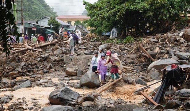 Mu Cang Chai district following a flash flood (Photo: VNA) Mu Cang Chai district following a flash flood (Photo: VNA)