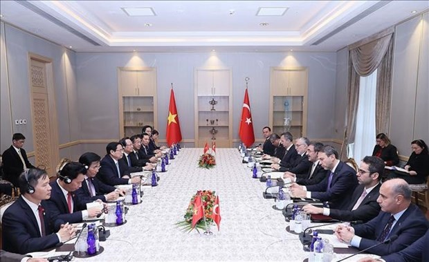 At the talks between Vietnamese Prime Minister Pham Minh Chinh and Vice President of the Republic of Türkiye Cevdet Yilmaz. (Photo: VNA)